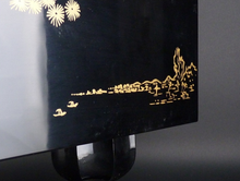 Load image into Gallery viewer, #J235553 - 14.5cm Floor Board - Black &amp; Gold Lacquer - Hawks - Free FedEx Shipping