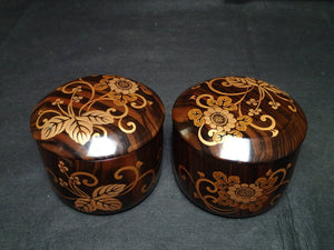 #J1698093 - Luxury Set - Kokutan bowls - Gold Lacquer - Paulownia Box - Free FedEx Shipping