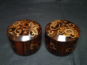 #J1698093 - Luxury Set - Kokutan bowls - Gold Lacquer - Paulownia Box - Free FedEx Shipping