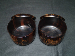 #J1698093 - Luxury Set - Kokutan bowls - Gold Lacquer - Paulownia Box - Free FedEx Shipping