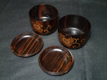 Load image into Gallery viewer, #J1698093 - Luxury Set - Kokutan bowls - Gold Lacquer - Paulownia Box - Free FedEx Shipping