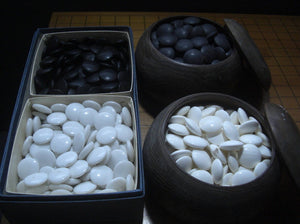 #J272107 - 17cm Floor Board Set - Paulownia Lid - Chestnut Bowls - Slate and Shell - Free FedEx Shipping - Bonus stones