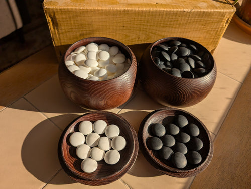 #C453 - Size 31 Slate and Shell Go Stones and Go Bowls Set