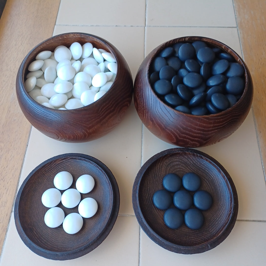 #C224 - Size 36 Go Stones (glass) and Go Bowls (chestnut) Set – badukclub