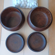 Load image into Gallery viewer, #C224 - Size 36 Go Stones (glass) and Go Bowls (chestnut) Set