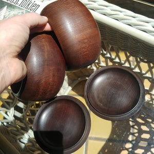 Size 20 Go Stones and Go Bowls Set - Medium - Antique Rosewood - Slate & Shell - #C028