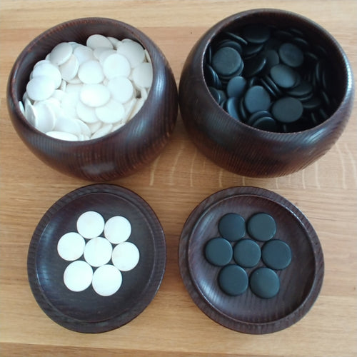 Size 16 Go Stones and Go Bowls Set - Keyaki / Mulberry / Cedar - Snow - #C038