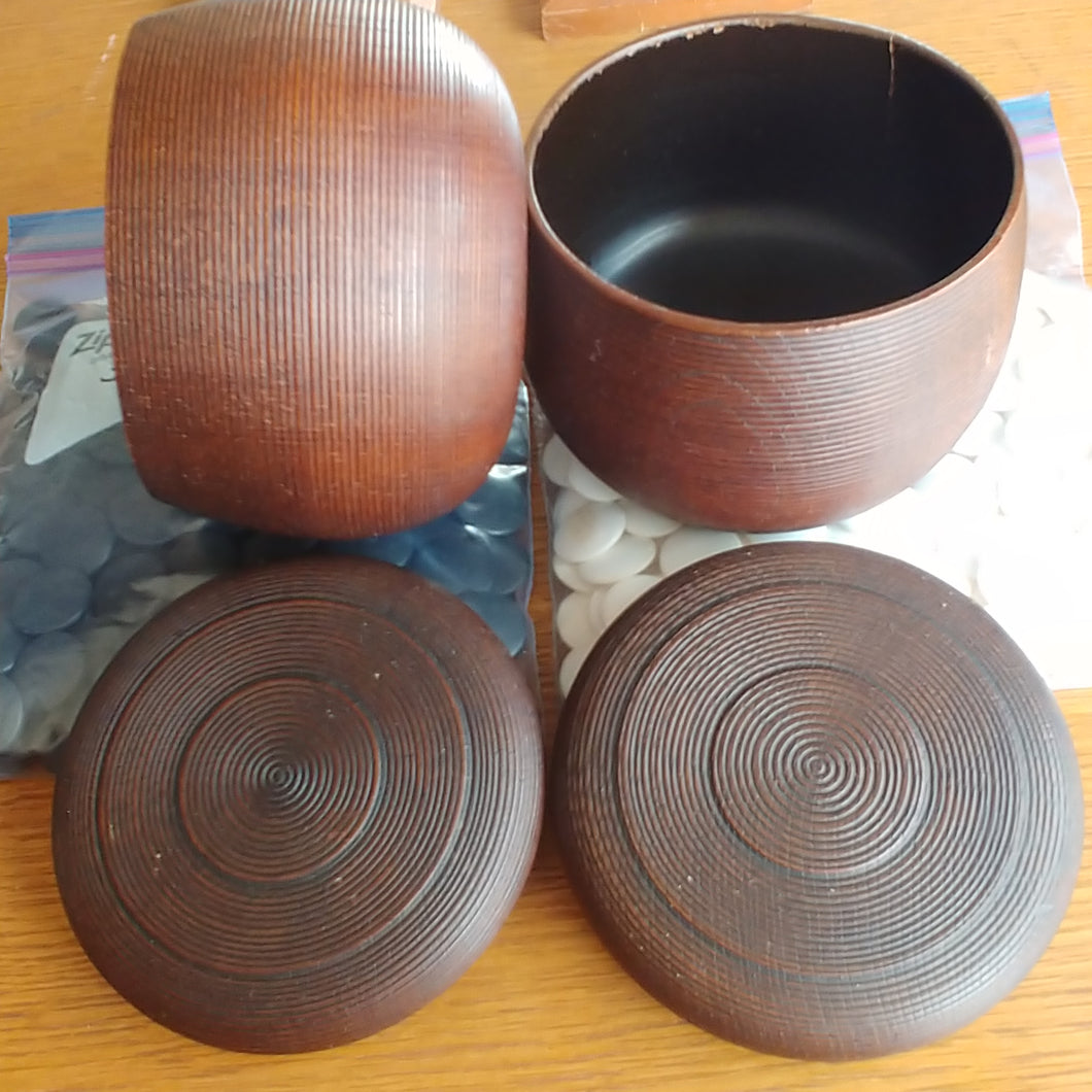 Size 20 Go Stones and Go Bowls Set - Large - Oak? Mulberry? - Lacquer - Slate & Shell - #C065