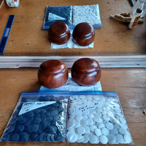 Size 15 Go Stones and Go Bowls Set - Medium - Camphor / Walnut - Slate & Shell - #C093