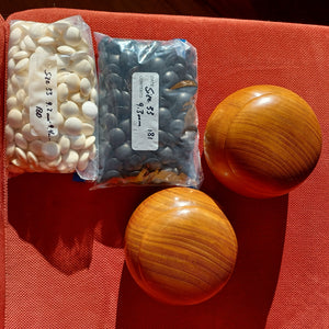 Size 33 Slate and Shell Go Stones and Go Bowls Set - Suwabute - Keyaki - #C133