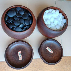#C143 - Size 28 Go Stones and Go Bowls Set - L Shiochi (Ash) - Glass
