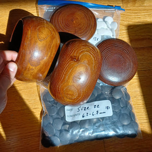 #C145 - Size 22 Go Stones and Go Bowls Set - M Kuri (Chestnut) - Glass