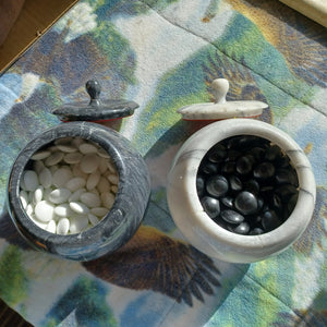 #C166 - Size 32 Go Stones and Go Bowls Set - Repaired Marble - Glass