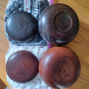 #C167 - Size 25 Go Stones and Go Bowls Set - Mismatched Chestnut Bowls - Glass Stones