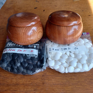 #C168 - Size 31 Slate and Shell Go Stones and Go Bowls Set - Moon - Keyaki / Zelkova