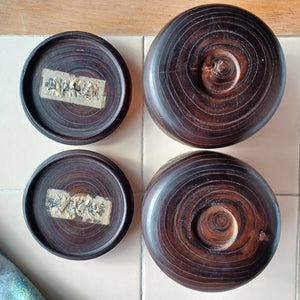 #C179 Size 15 Go Stones and Go Bowls Set - Medium - Honinbo Style - Slate & Japanese Clamshell