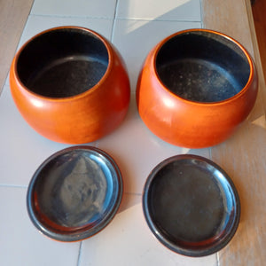 #C202 - Size 38 Go Stones and Go Bowls Set - Slate & Shell - Moon/Snow - Lacquered Bowls