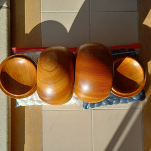 #C203 - Size 35/36 Slate and Shell Go Stones (Utility) and Go Bowls (Keyaki) Set