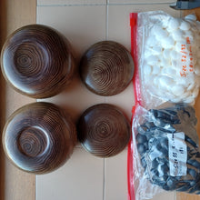 Load image into Gallery viewer, #C204 - Size 32/33 Slate and Shell Go Stones (Moon) and Go Bowls (Chestnut) Set