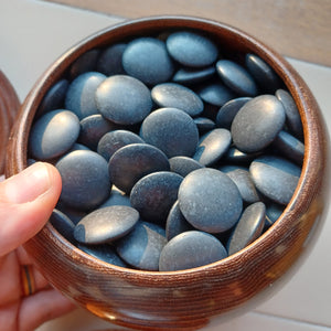 #C207 - Size 28 Slate and Shell Go Stones (utility) and Go Bowls (chestnut) Set