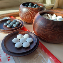 Load image into Gallery viewer, #C225 - Size 36 Go Stones (slate and shell) and Go Bowls (chestnut) Set