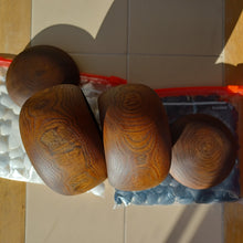 Load image into Gallery viewer, #C226 - Size 25 Go Stones (Japanese Slate and Shell) and Go Bowls (Chestnut) Set