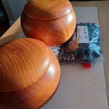 Load image into Gallery viewer, #C236 - Size 36 Go Stones (slate and shell) and Go Bowls (zelkova) Set