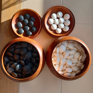 #C238 - Size 30/31 Slate and Shell Go Stones (snow) and Go Bowls (keyaki) Set