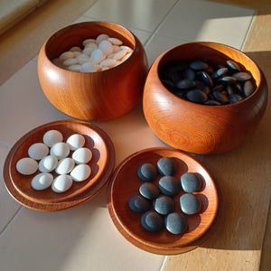 #C238 - Size 30/31 Slate and Shell Go Stones (snow) and Go Bowls (keyaki) Set