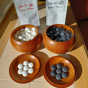 #C248 - Size 34 Go Stones (Slate and Clamshell) and Go Bowls (Keyaki/Cherry) Set