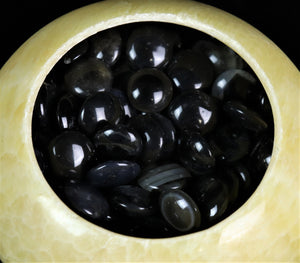 #172424 - Agate & Onyx Set - Bi-convex Go Stones and Marble Go Bowls - Free FedEx Shipping