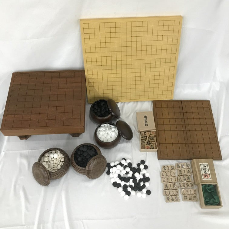 Wooden Shogi Board with Plastic Pieces