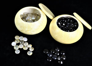 #172424 - Agate & Onyx Set - Bi-convex Go Stones and Marble Go Bowls - Free FedEx Shipping