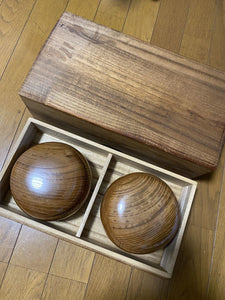 #154571 - Size 34 Slate and Shell Set - Keyaki Go Bowls - Paulownia Box - Inscription - Free Airmail Shipping
