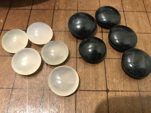 #144423 - Agate & Onyx Set - Bi-convex Go Stones and Marble Go Bowls - Free Airmail Shipping
